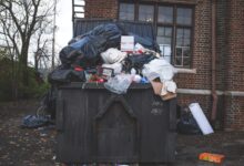 black trash bin
