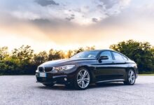 black BMW sedan