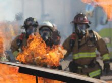 firefighters near fire
