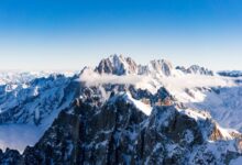 aerial photography of snow covered mountain
