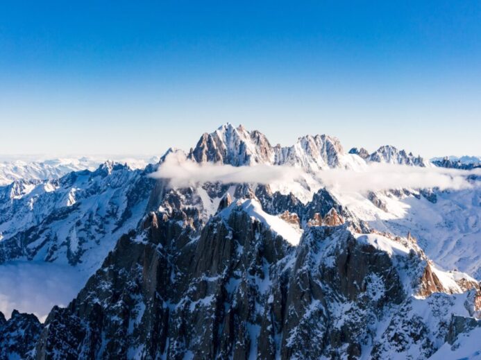 aerial photography of snow covered mountain