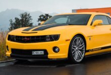 yellow Chevrolet coupe close-up photography