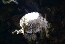 landscape photography of cave