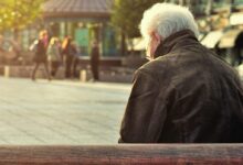 man sitting on brown wooden bench