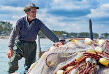 man holding fishing net