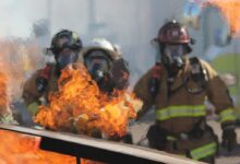 firefighters near fire