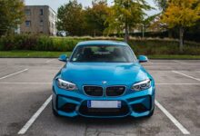 blue BMW vehicle