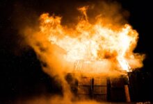 photo of burning house