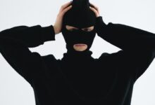Close-Up Shot of a Person Wearing a Robber Mask