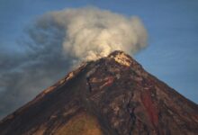 Volcanic ash clouds in air