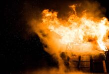 photo of burning house
