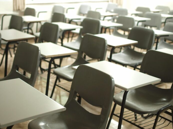white table with black chairs