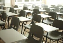 white table with black chairs