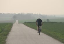 man in black shirt riding bicycle on gray concrete road during daytime