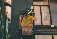 Radioactive Warning Sign on a Wall