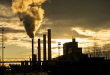 silhouette of power plant