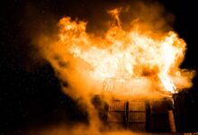photo of burning house