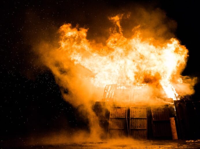 photo of burning house