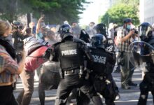 people in black police uniform riding on elephant during daytime