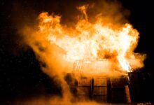 photo of burning house