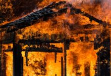 burning building