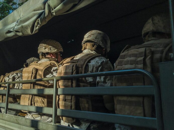 soldiers in truck