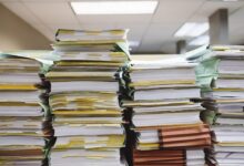 stack of books on table