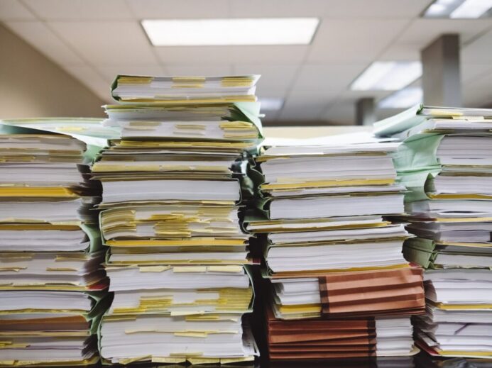 stack of books on table