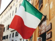 Italy flag on wall
