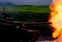 battle tank blowing fire
