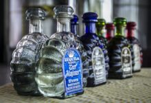 Different Color Tequila Bottles
