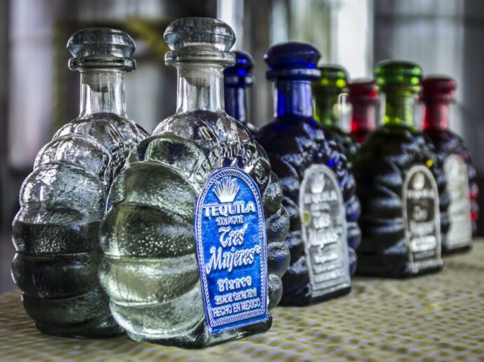 Different Color Tequila Bottles