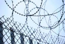 a barbed wire fence