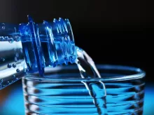 bottle, mineral water, glass