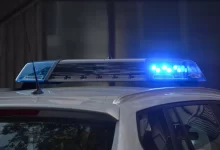Vehicle Blue Emergency Light Turned on