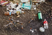 bottles on soil