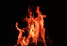 red fire digital wallpaper