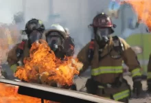 firefighters near fire