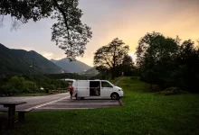 a van parked on the side of a road