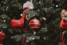 Christmas tree with decor lot