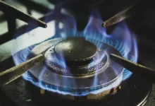 black and white gas stove
