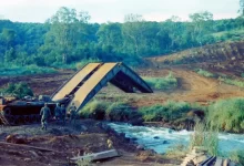 VEHICLE LAUNCHED BRIDGE SPANNING THE RIVER ON HIGHWAY 509