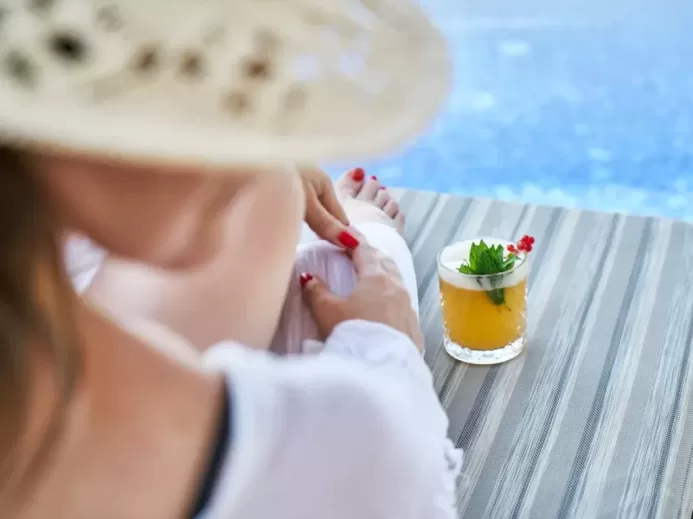 woman, resort, hotel