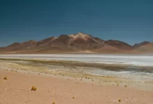 Desert and Mountains with Dried Lake