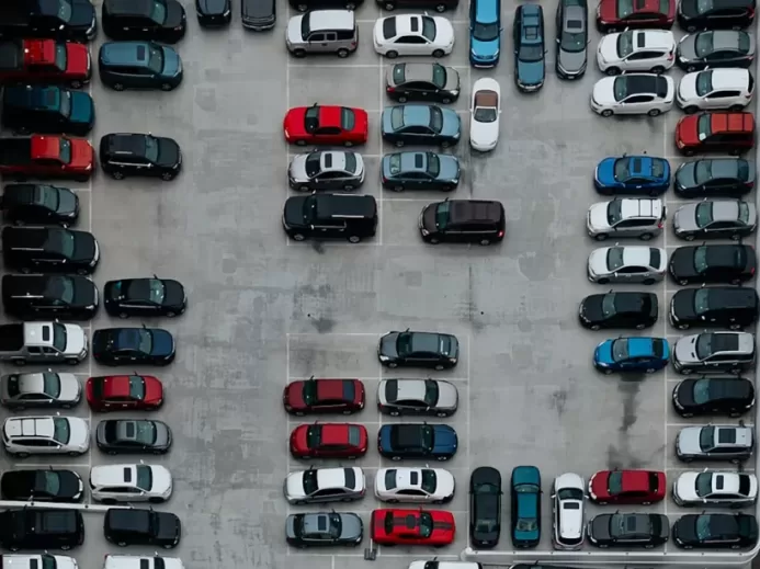 aerial photography of cars on parking lot