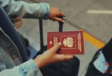 a person holding a red passport in their hand