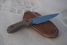brown and silver folding knife