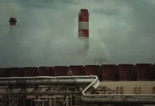 a large pipe with smoke coming out of it
