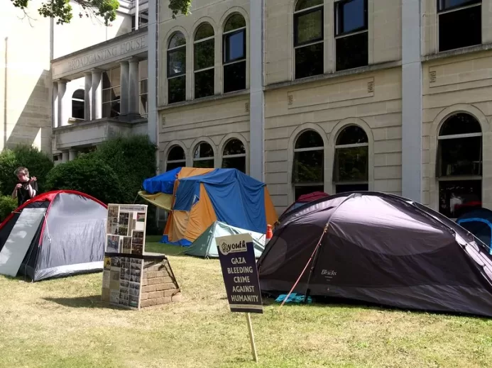 Dignified Gaza Protest Camp Outside Broadcasting House In Bristol