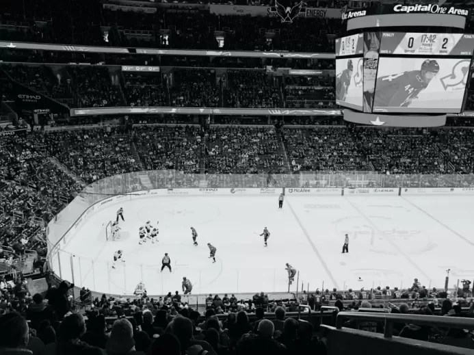 ice hockey players on ice hockey arena